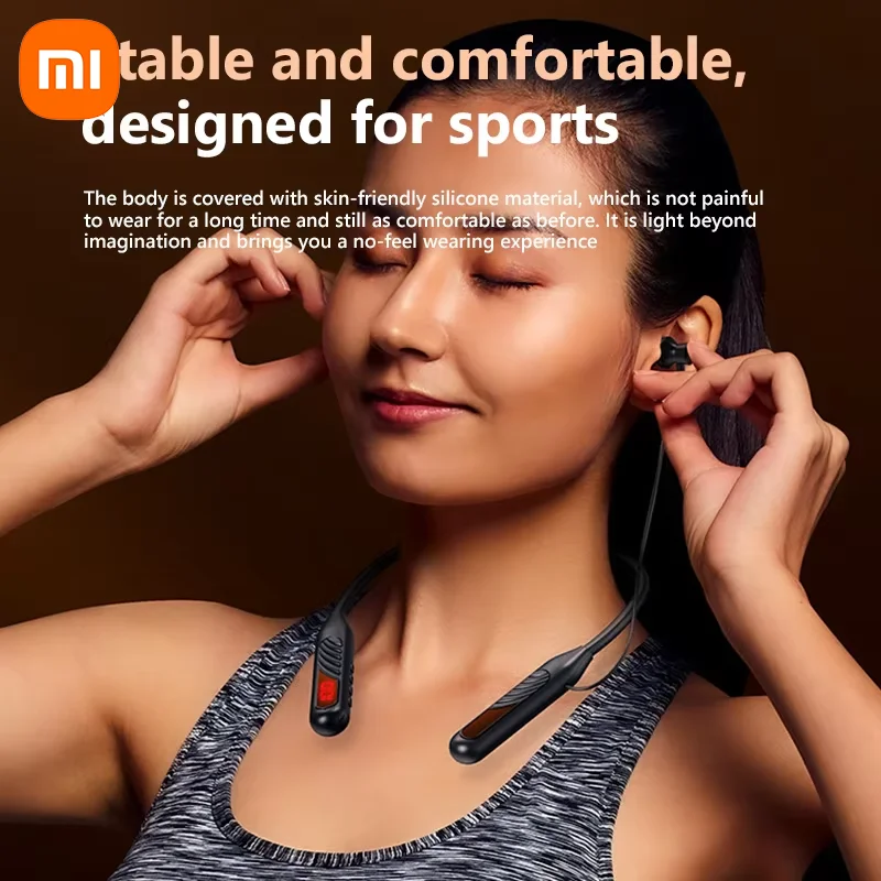 سماعات الرأس Xiaomi Bt-8 اللاسلكية التي تعمل بتقنية البلوتوث على طراز شريط حول الرقبة، وقابلة للإزالة وبطارية كبيرة لتقليل الضوضاء