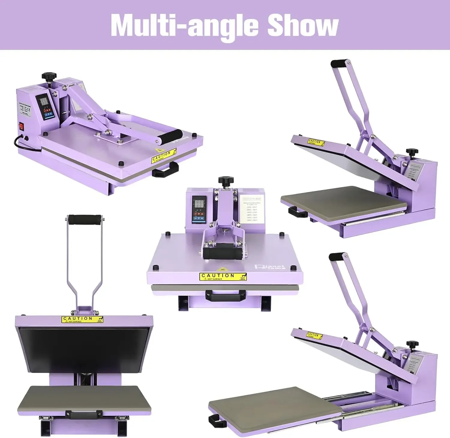 Термопресс PlanetFlame 15x15 дюймов, сублимационный термопресс промышленного качества, выдвижная машина для передачи тепла для футболок, фиолетовый