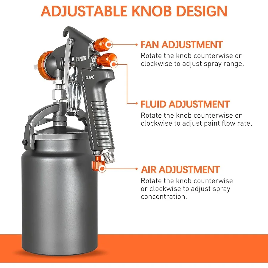 Spray Gun Siphon Air Spray Gun with 1.8mm Nozzle and 1000CC Aluminum Cup for Automotive Paint Furniture House Painting and DIY