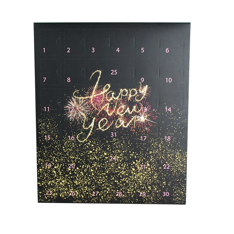 

2025customized.Hot Sale Black Custom Printed Advent Calendar Cardboard Box Good Price Fashion Design with 2mm Thick