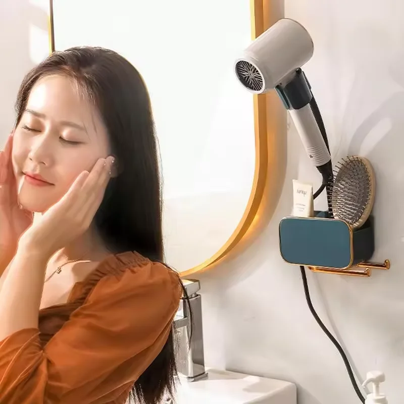 Adjustable Metal Hair Dryer Holder Stand, Wall Mounted & Hands-Free, Easy-to-Install Hair Blower Hanger for Convenient Use