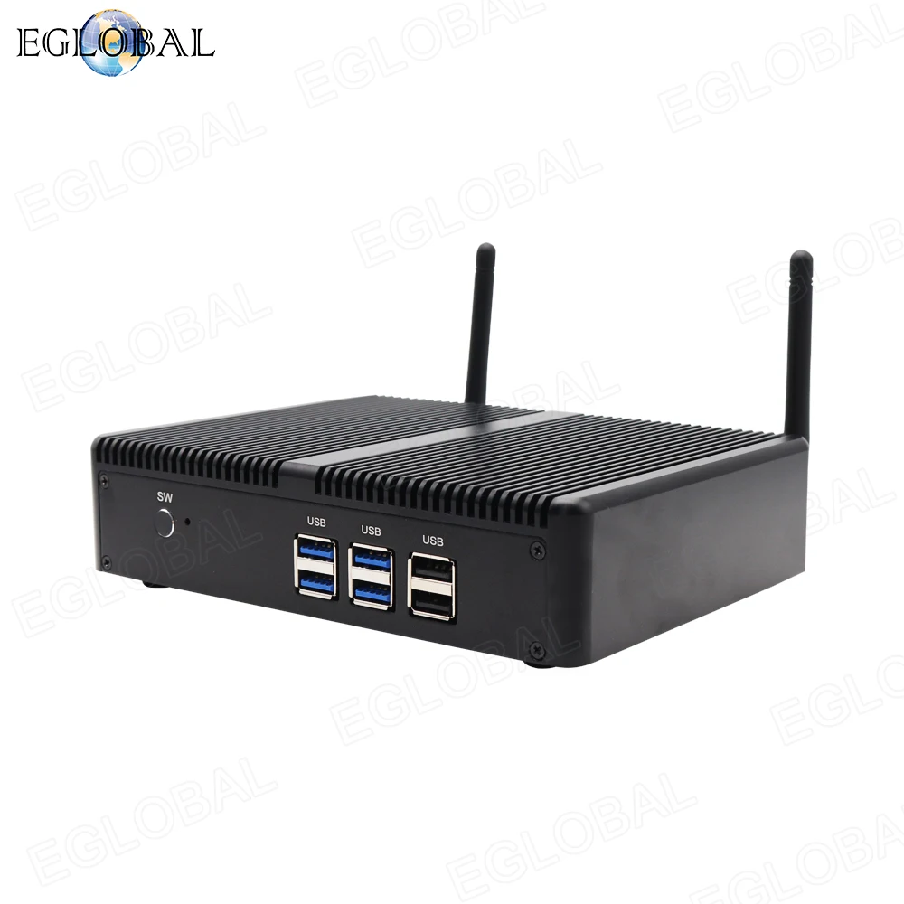 EGLOBAL Mini PC Barebone senza ventola Celeron N3700 J3160 6USB Mini computer a basso consumo HDMI RJ45 Giga LAN PC da ufficio