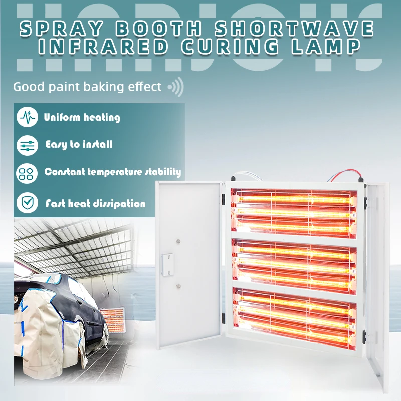 Electric Spray Booth Heating Lamps 3000w Car Paint Electric Heater Dryer Lamp Double Opened Infrared Baking Paint Curing Lamp