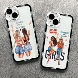 Fashion Girls Phone Case for iPhone 11 12 13 14 15 Pro Max Coque for iPhone XR X XS Mini 7 8 Plus Best Friends Sisters Cover