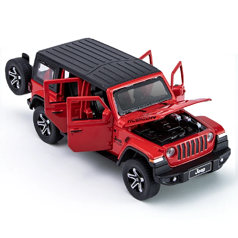 1:32 jeeps wrangler rubicon liga modelo de carro diecast metal veículo fora de estrada alta simulação som luz criança elite presente motocicleta