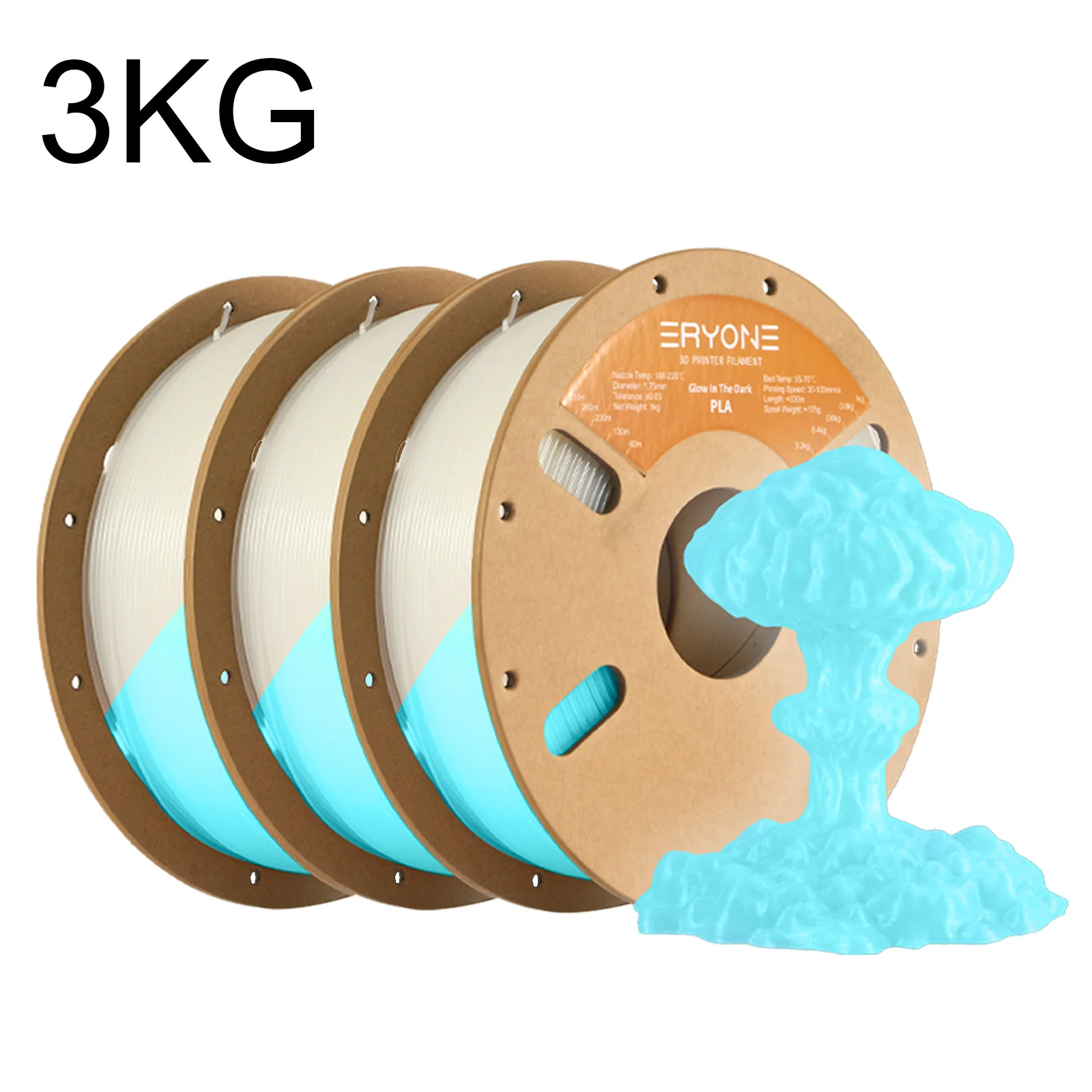 Eryone 1KG/3KG/5KG/10KG Leuchtendes PLA-Filament 1,75mm Im Dunkeln Leuchtendes Kunststoff-PLA 3D-Druckmaterial 1KG/3KG/5KG/10KG