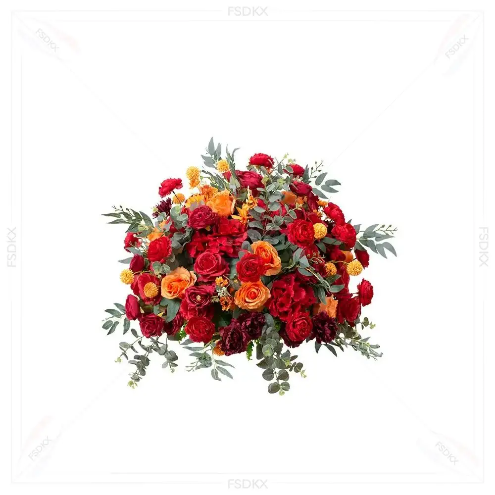 FSDKX High Quality Red Silk Roses Artificial Flower Ball Wedding Centerpiece Modern Style Table Decoration