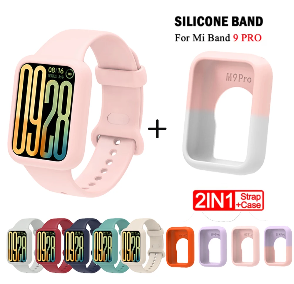 

Christmas Silicone strap + protective case For MI Band9 PRO Smart watch Accessories Watch Band Shell MI band 9 pro Replacement
