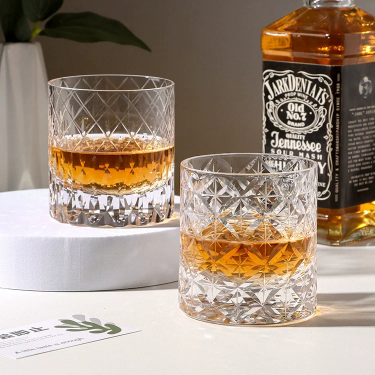 

Handmade Whiskey Glass Edo Cut Crystal Glass Light Luxury Western Wine Glass Spirits Glass Starlight Glass