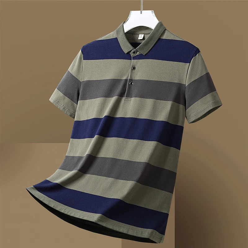 Couple Outdoor Skateboarding Sports Leisure Cotton Short Sleeved T-shirt Summer Fashion Trend Versatile Striped Polo Shirt
