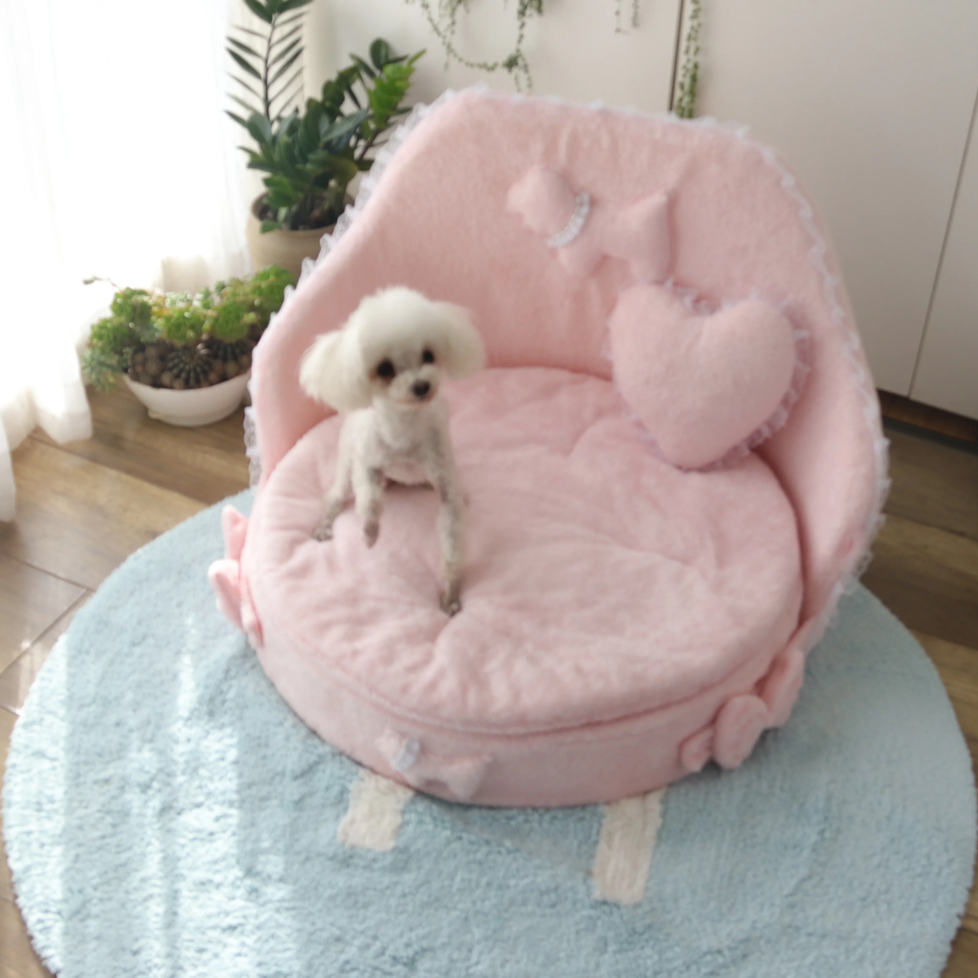 Imagem -06 - Pet Fofo Inverno Quente Luxo Princesa Cama de Luxo Sofá Aconchegante Pequeno Cão Gato Filhote de Cachorro Gatinho Canil Ninho Velo Veludo