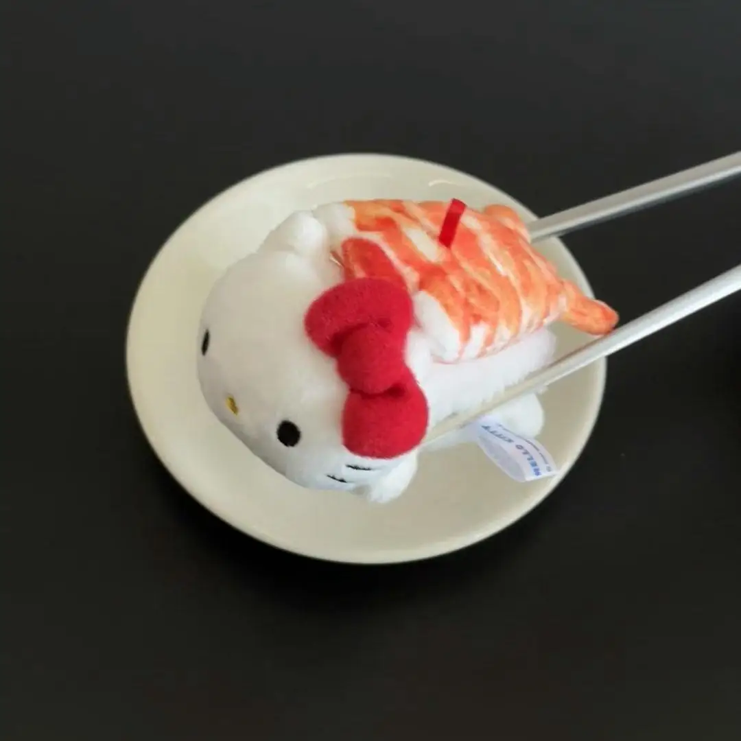 かわいいハローキティ寿司ぬいぐるみチャームキーホルダーKt猫サーモンツナ甘エビ人形チャーム女の子甘いバックパックデコレーションギフト