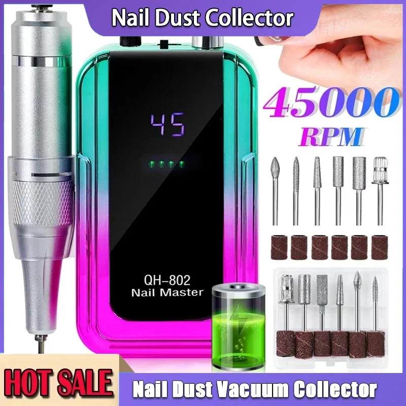 

Перезаряжаемая дрель для ногтей, 45000 об/мин, лазерная градиентная машина, цветная электрическая дрель для снятия лака, шлифовальная машина, низкий уровень шума для маникюра
