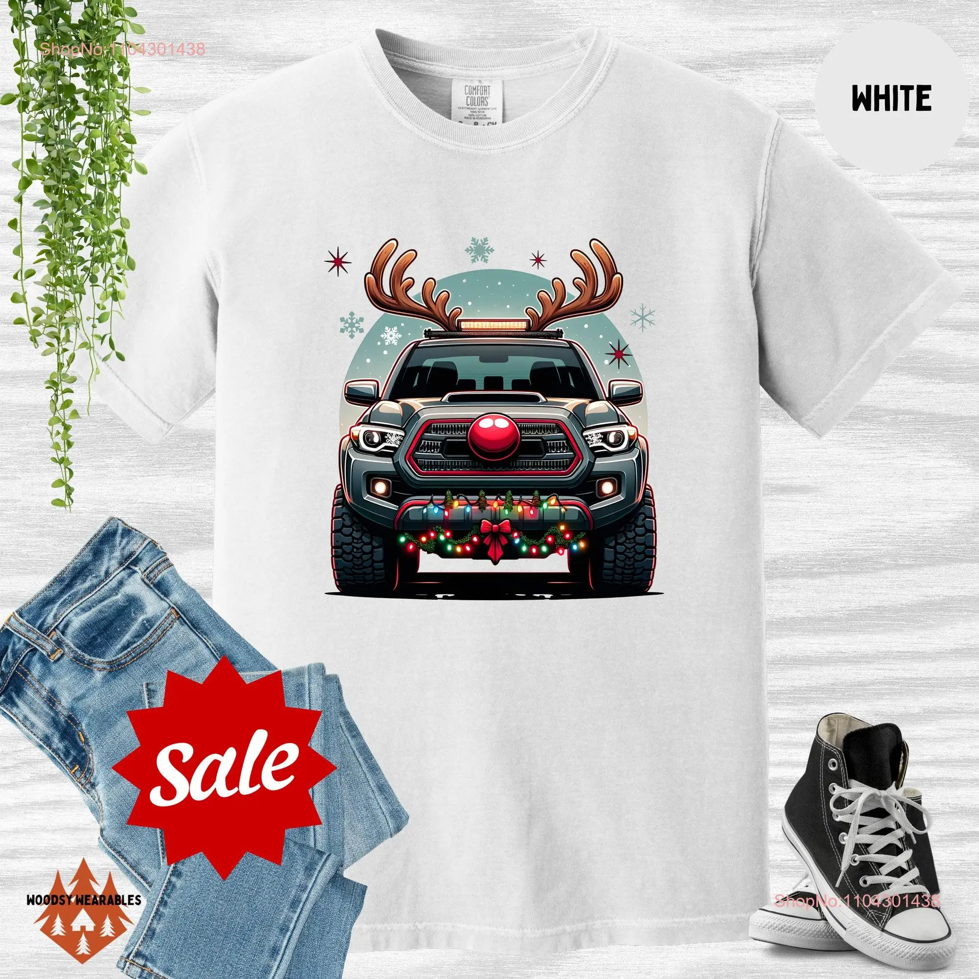 Santa Tacoma Christmas T Shirt Festive Reindeer Truck Holiday Car EnthusiasT Comfort Colors 1717 long or short sleeves