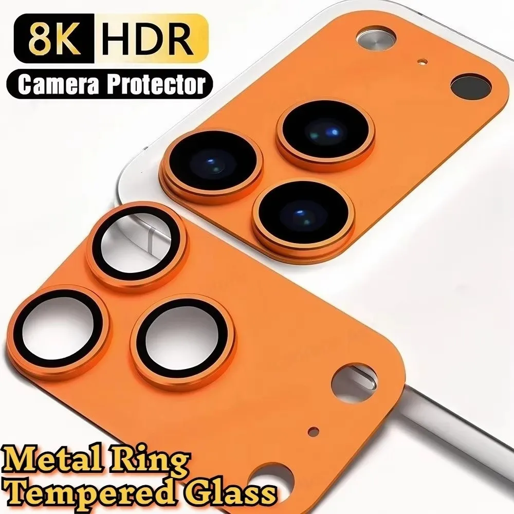 Metal Tempered Glass Lens Protector Orange Full Cover Back Camera Protective Film Anti Scratch for iPhone 17Pro/17 Pro Max