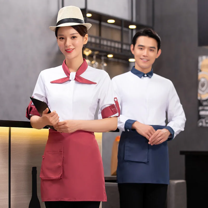 Hotel Restaurant Ober Werkuniform Lange Mouw Vrouwen Westers Restaurant Bakkerij Taart Melk Thee Hot Pot Restaurant Kleding