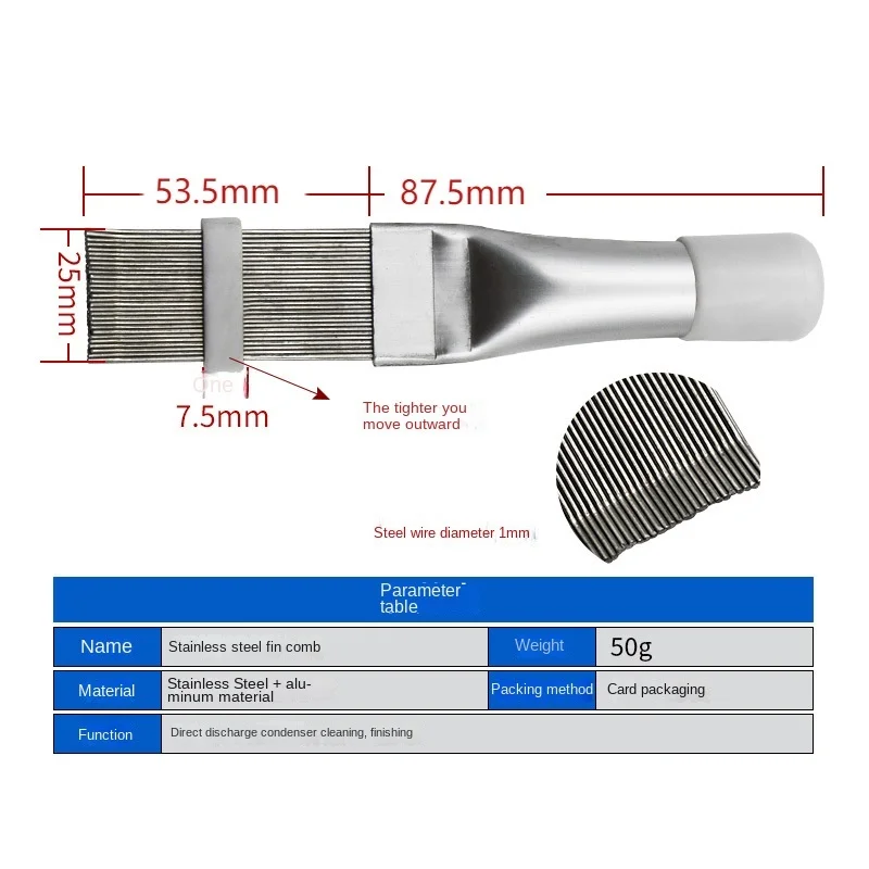 

30PCS- Stainless Steel Fin Comb Air Conditioner Fin Condenser Comb Refrigeration Service Tool Warping Cleaning Brush
