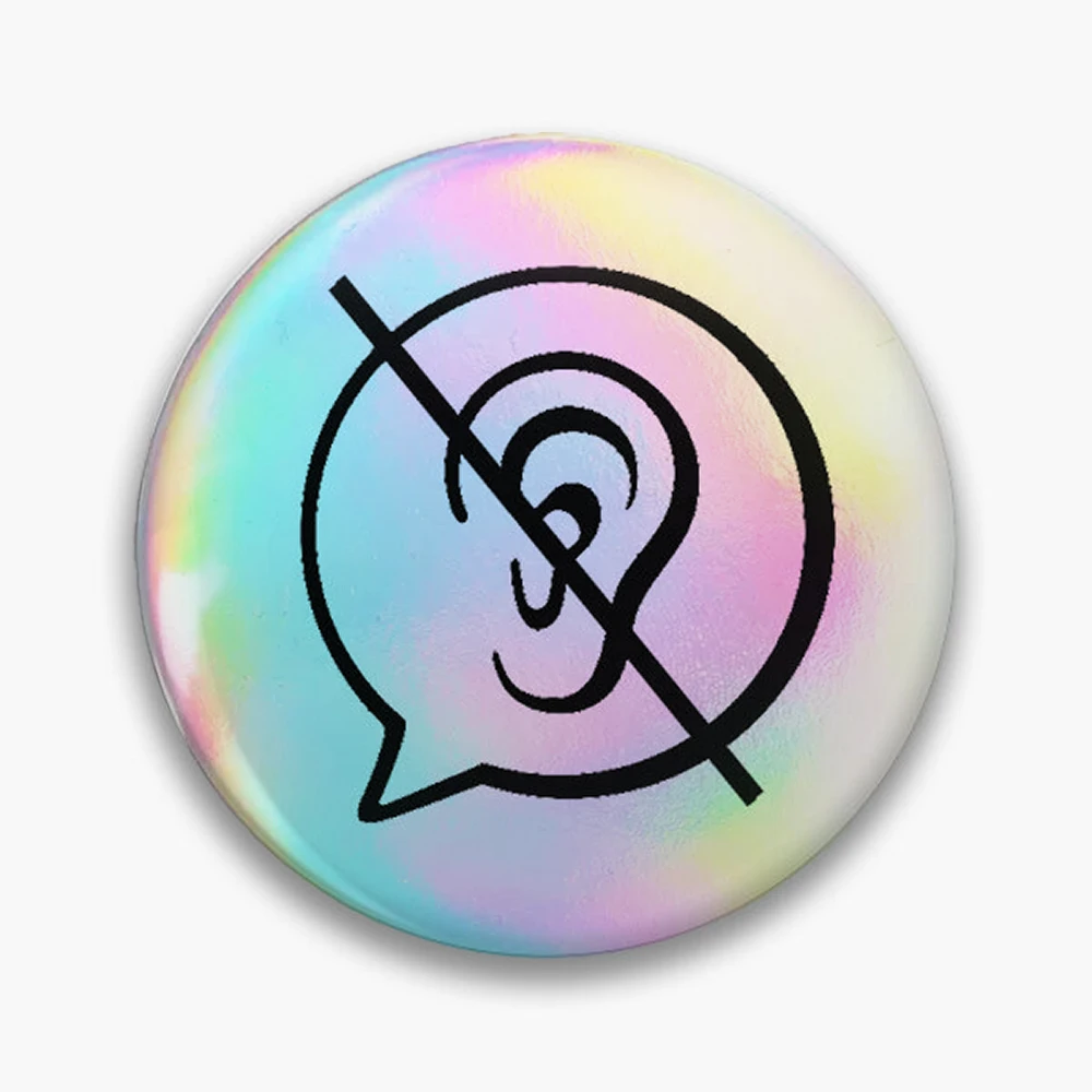 Hearing Impaired  Pin Holographic Star Heart Pin Brooches Laminated Button Fashion Accessory