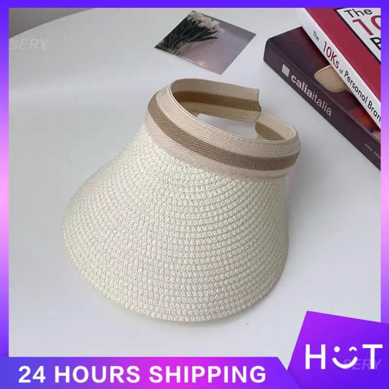 

Bucket Hat Easy To Carry Straw Sunhat Hairband Hat Beach Hat Increase The Brim Short Eaves Sunscreen Uv Resistant Female Hat