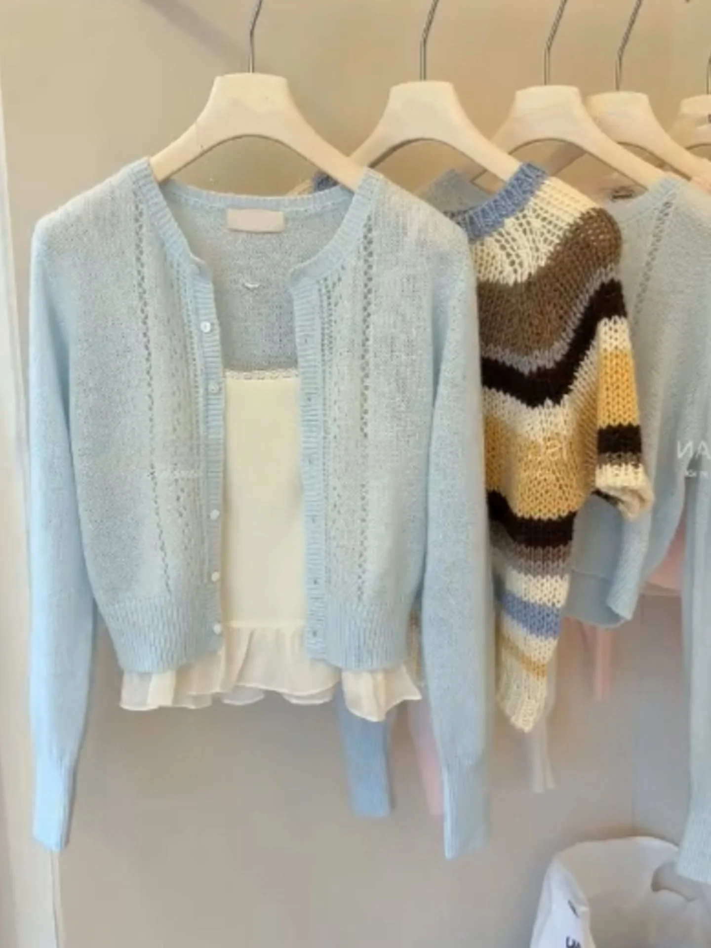 

Spring Design Soft Comfortable Knitted Open Cardigan Simple Versatile Single Button Long Sve Ele Korean Sle Women's Top