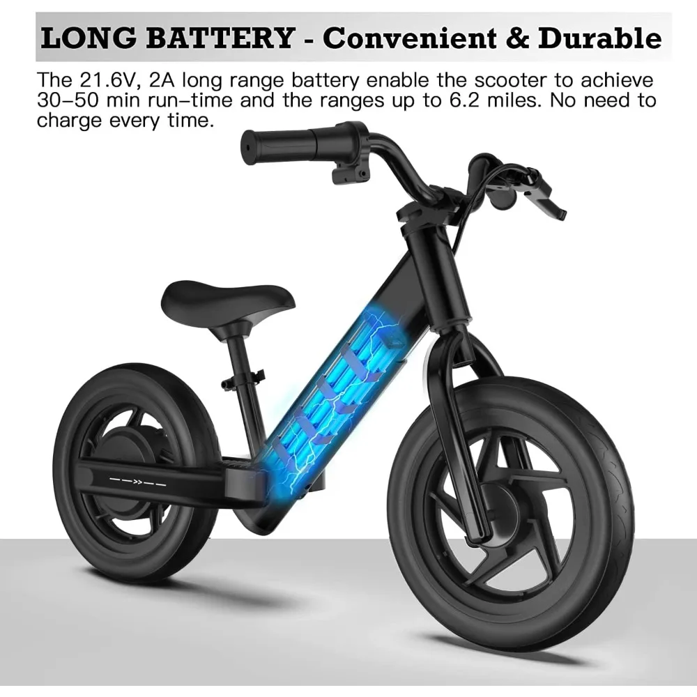 Electric Bike for Kids, 12 Inch Electric Balance Bike for Kids Ages 2-5, 24v 150w Boys & Girls E Bike with Adjustable Seat