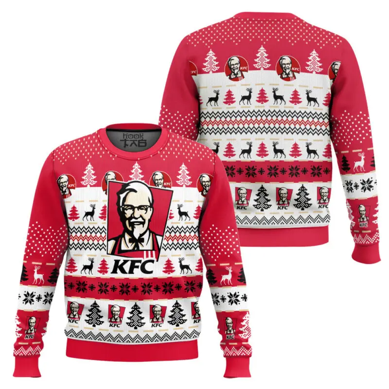 

KFC Fast Food Ugly Christmas Sweater Funny Holiday Party Pullover Warm Cozy Plus Size Sweaters for Men Women Xmas Gift 2026
