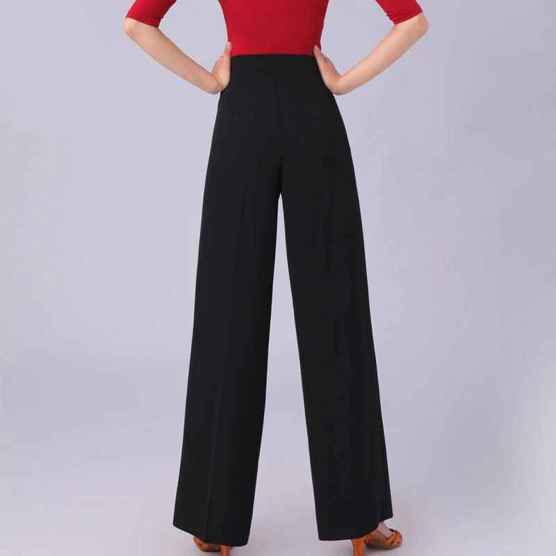 Pantaloni da ballo da sala in 3 colori Valzer Pantaloni da ballo moderni Pantaloni da ballo latino a vita alta per adulti Abbigliamento da pratica per palcoscenico DW10951