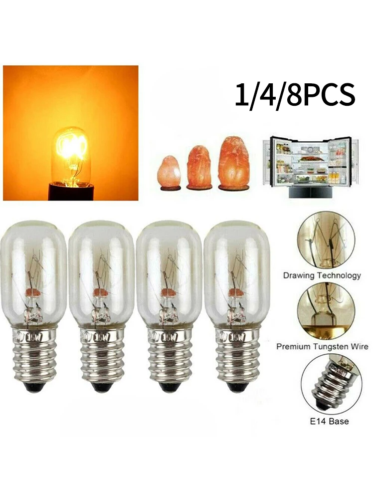 

1/4/8pcs Salt Lamps Bulb 15w E14 Screw In Bulbs Fridge Appliance Oven Replacements Glass Bulbs For Refrigerator Accessory