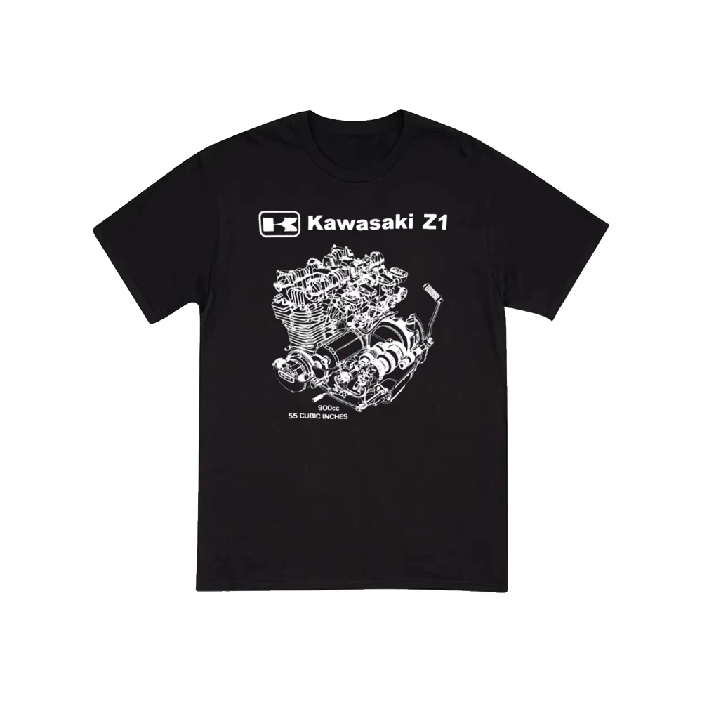 

Футболка Kawasaki Z1 Kz Gpz Zx Engine, новая летняя классическая футболка для езды на велосипеде на открытом воздухе, свободная футболка для взрослых, внедорожный мотоциклетный трикотаж