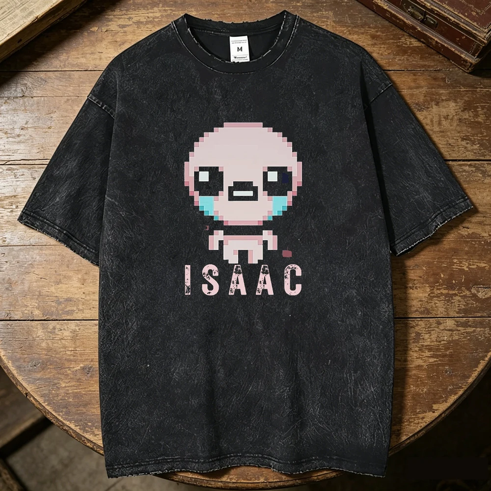 the Binding of Isaac Vintage Washed cotton top tees teen Comfortable Vintage hip hop Y2k Classic 2000s t shirt Grunge Classic