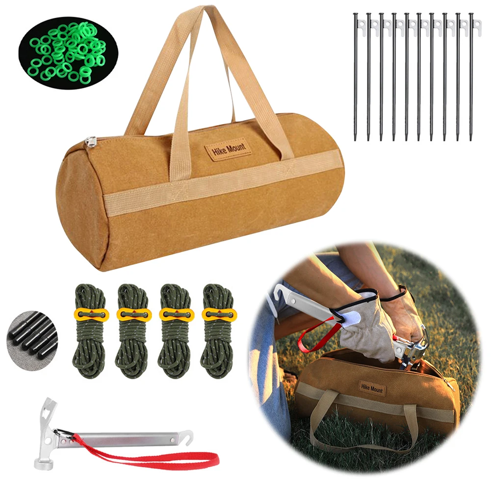 

10 Pack Tent Stake with Hammer Heavy Duty Tent Stakes and Hammer Set with Storage Bag Tent Stakes Hammer for Camping Hiking