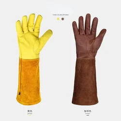 2Pcs Leather Breathable Gauntlet Gloves Rose Pruning Long Sleeve Gloves for Men and Women Best Gardening Glove Garden Gifts