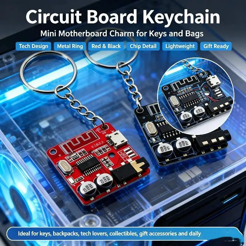 Circuit Board Keychain Retro  Style Metal PCB Key Ring Lightweight Pendant for Car Key Backpack Decor Holiday Gift