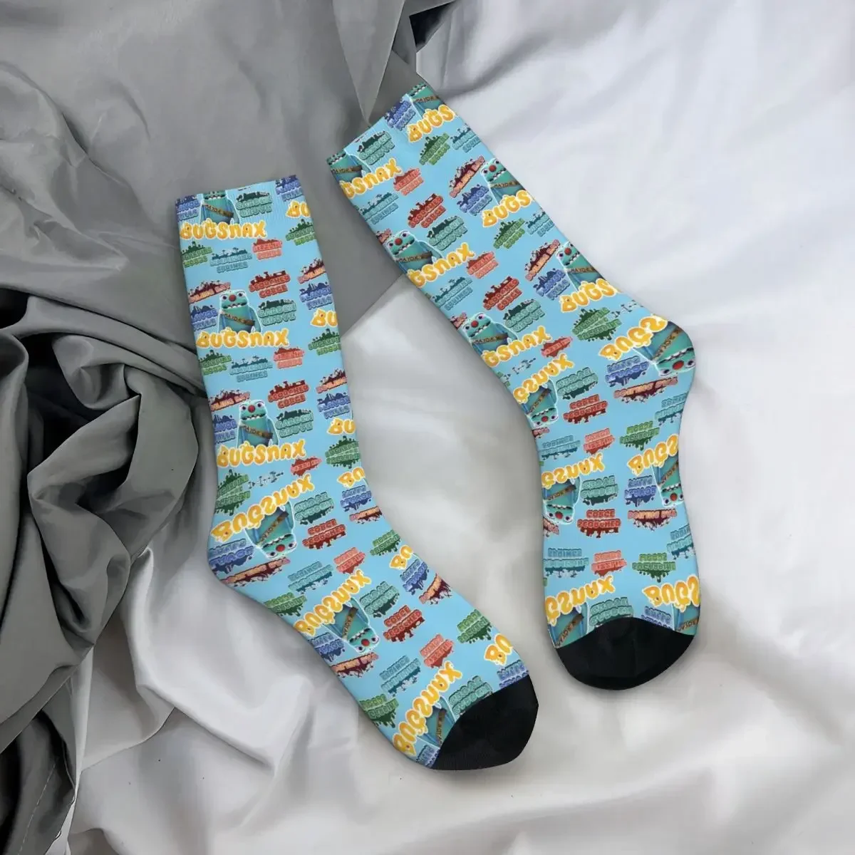 Bugsnax Locations Fan Art Pack Black Kinda Bug Socks Absorbing Stockings All Season Long Socks for Man's Woman Birthday Present