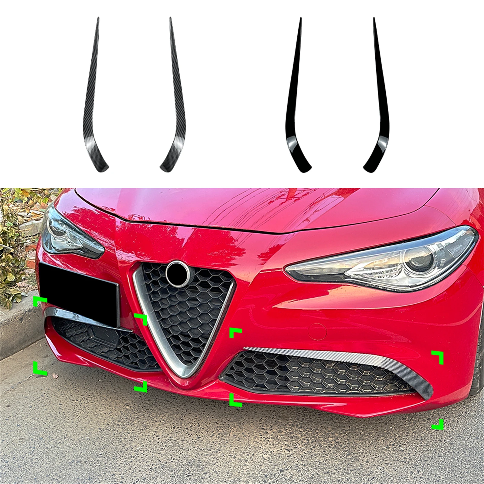 

2 шт., передняя боковая воздушная крышка, накладка, спойлер Canard для Alfa Romeo Giulia 2015 2016 2017 2018 2019 2020 2021 2022, базовая версия
