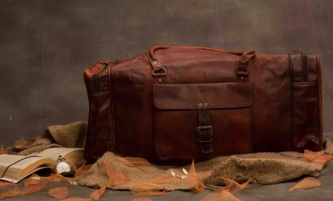 New Vintage Soft Leather Duffle Travel Overnight Weekend Gym Bag Holdall Luggage