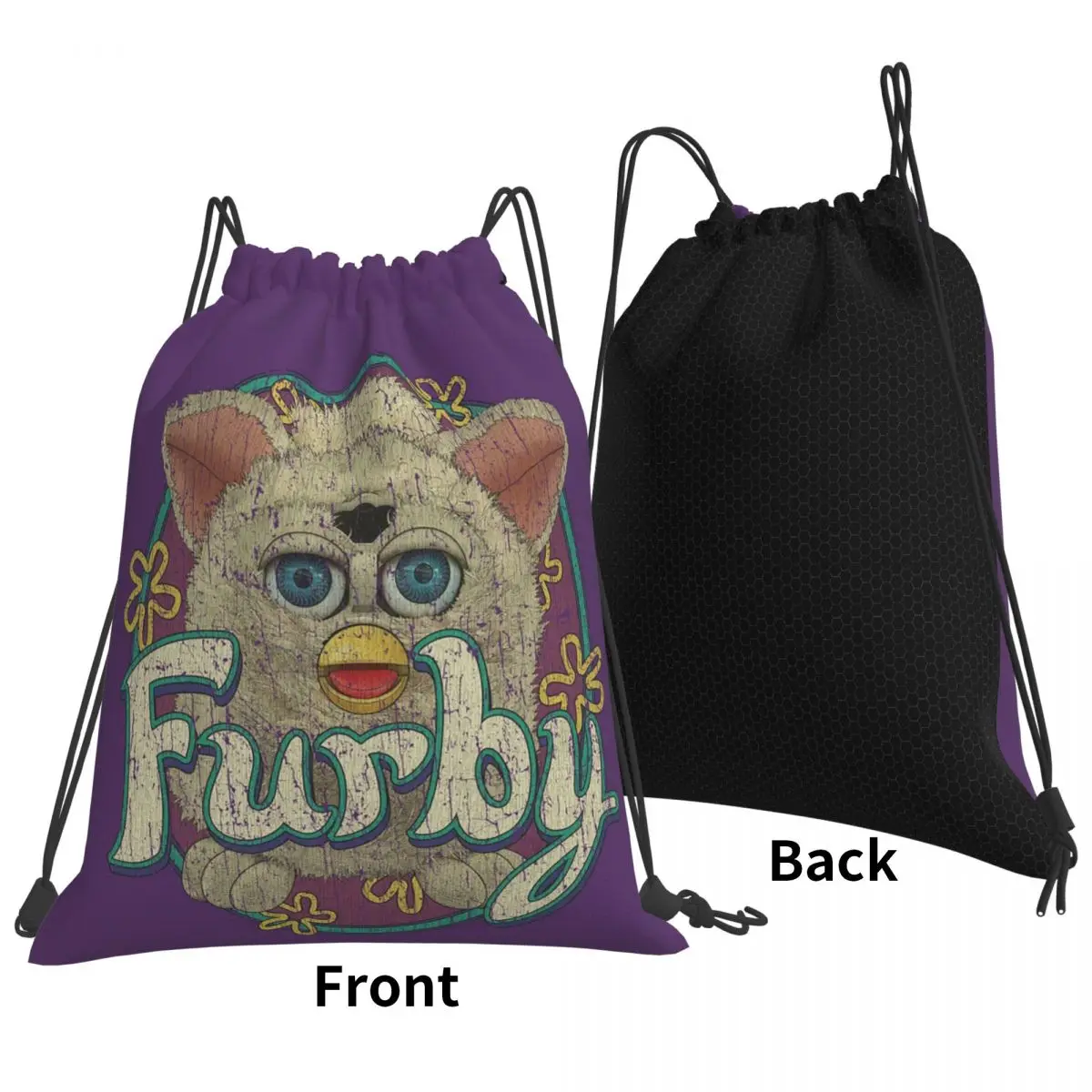

Snowball Furby 1998 Backpacks Fashion Drawstring Bundle Pocket Storage Bag Book Bags for Man Woman School