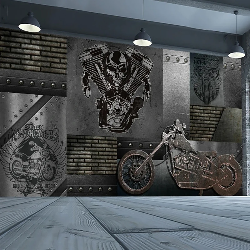 

Custom Any Size Vintage Motorcycle Metal Tooling Photo Mural Wallpaper Living Room Study Sofa Background Wall Home Decor Fresco