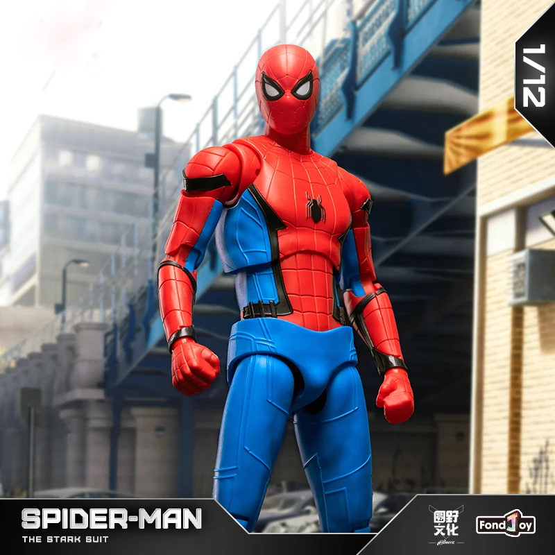 

New Original Fondjoy Comic Version Red Blue Battle Suit 1/12 Scale Spider-Man Assembly Models Action Figure Spiderman Toys Gift