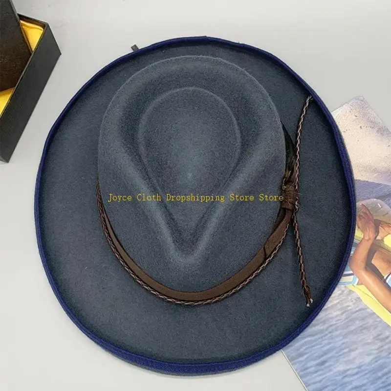 

Elegant Homburg Hat for Men Women Stylish Wear Wool Top Hat Cowboy Costume 10CD
