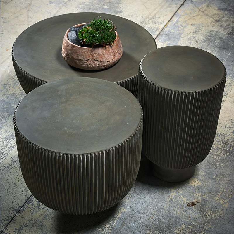 industrial outdoor fiberglass bowl shape end table center round modern coffee table set living room furniture