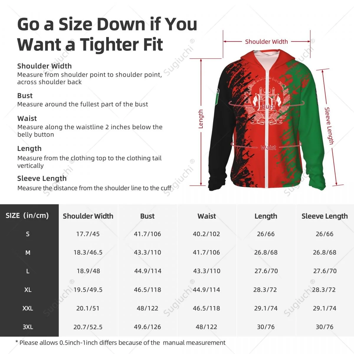 Bandiera dell'afghanistan protezione solare felpa con cappuccio abbigliamento per la protezione solare pesca ciclismo corsa manica lunga ad asciugatura rapida con cerniera in poliestere