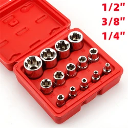 14Pcs E Type Torx Star Female Bit Socket Set Wrench Sockets E4-E24 for Home DIY Metalworking Auto Repair Tools