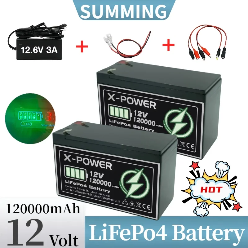 

LiFePO4 12V 120Ah BatteryBuilt-in BMS 4000+Cycles Rechargeable Lithium BatteryPerfect for Ride on Toys,Scooters Fish Finders