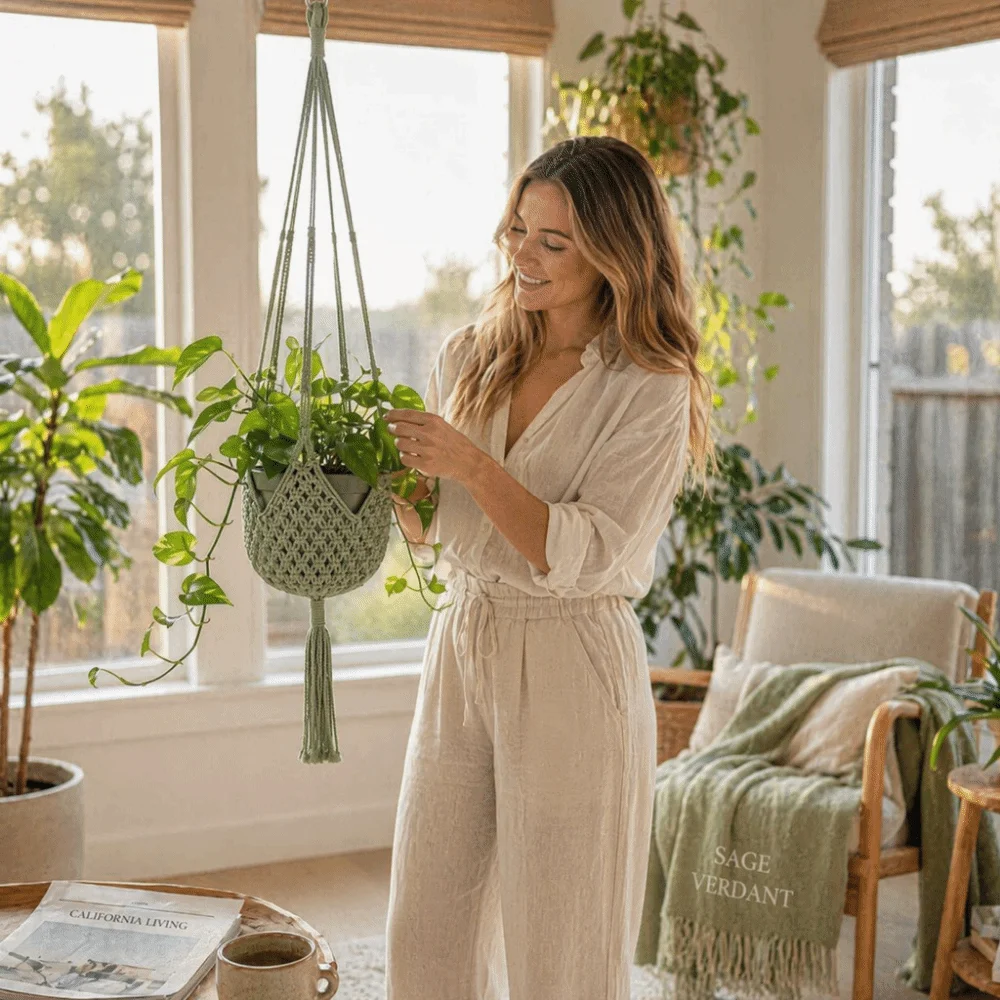 Hanging Planter Handmade Macrame Plant Hanger Bohemian Creative Plant Hanger Sturdy Long Hanging Basket Indoor Outdoor