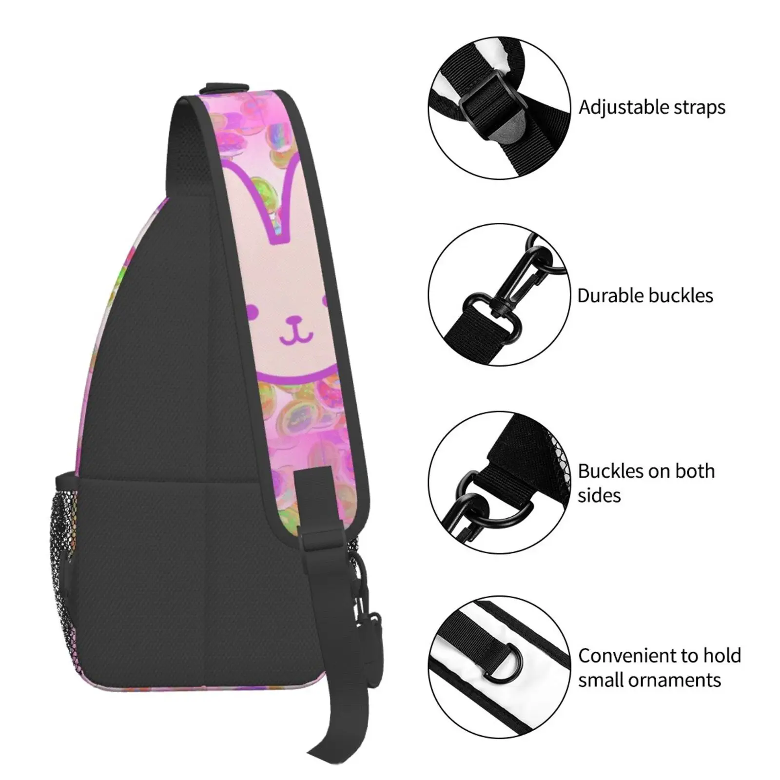 Easter Bunny Eggs Sling Backpack Cross Chest Bag Small Hiking Daypack Pattern Travel Outdoor Sports Bag Backpack Men Women