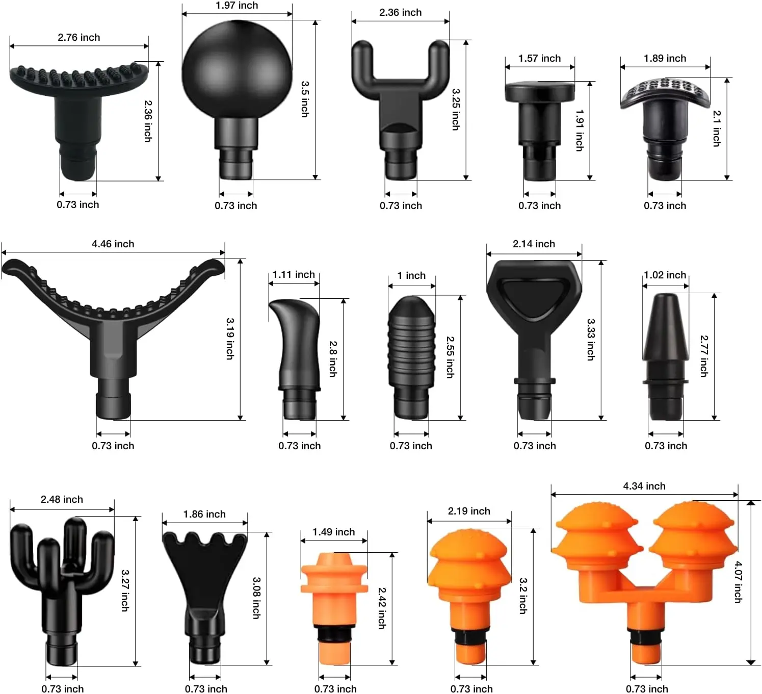 Massage Gun Heads Replaceable Massager Attachment 15 Different Muscle Heads For Deep Tissue Muscle Massage Gun Accessories