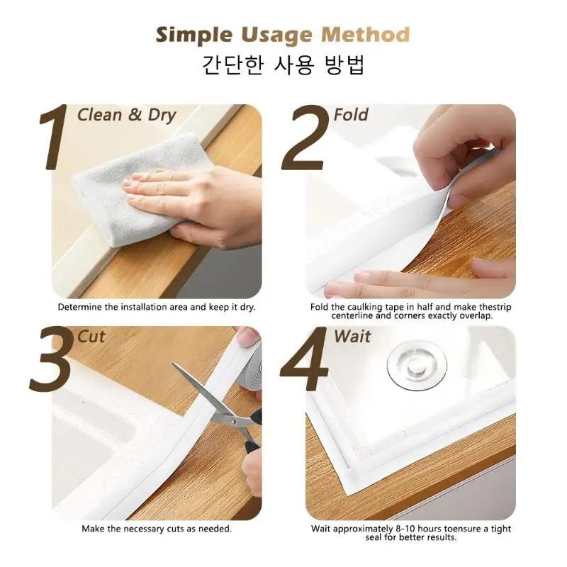 New Aoifn Self Adhesive Caulk Tape Waterproof Sealing Strip Flexible Bathroom Bathtub Gap Cover Kitchen Sink Edge Protector Tape