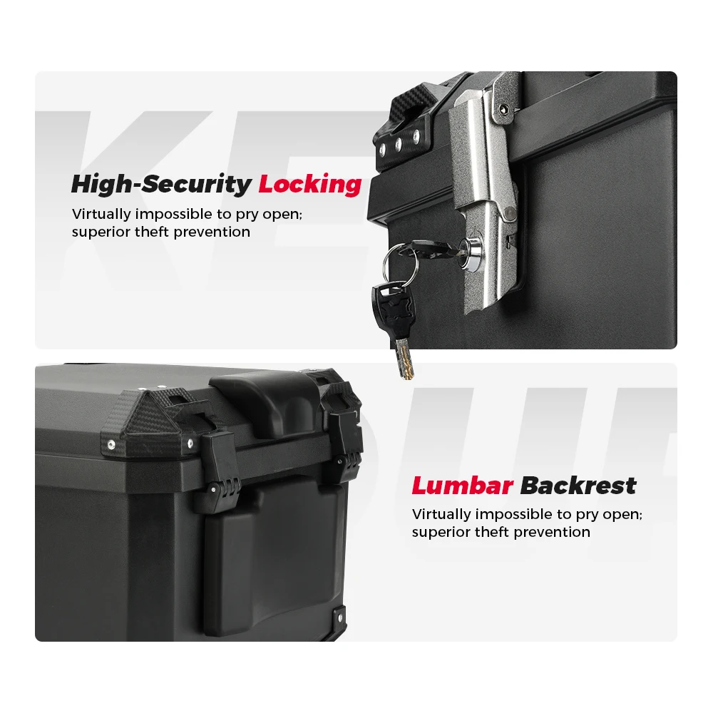 KEMIMOTO 45L/65L Motorrad-Topcase Universeller ABS-Kunststoff-Koffer Motorrad-Heckbox für Motorräder Abnehmbarer Koffer mit Schloss – Detail 5