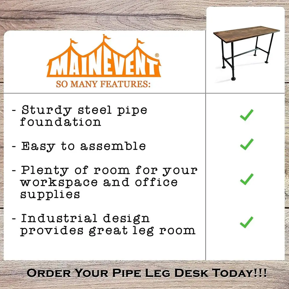 Home Office Rustic Industrial Pipe Desk, Modern Study Table for Computer Use
